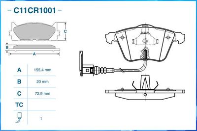 Колодки тормозные передние CWORKS C11CR1001