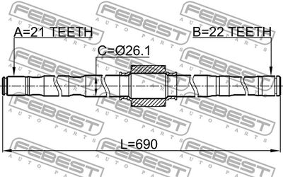 Полуось правая FEBEST 0212E11RH