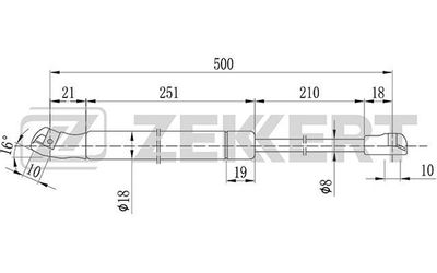 Пружина газовая капота левая Zekkert GF1180