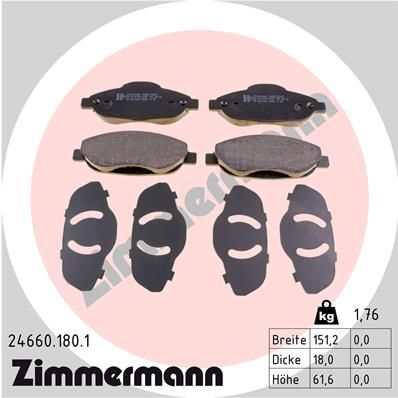 Колодки тормозные дисковые передние ZIMMERMANN 246601801