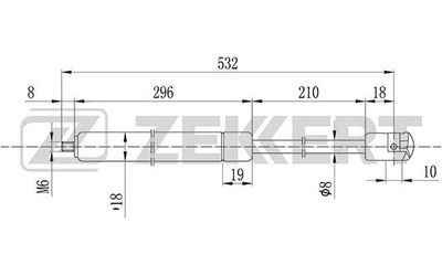 Пружина газовая капота левая Zekkert GF1487