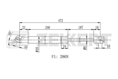 Пружина газовая багажника Zekkert GF2016