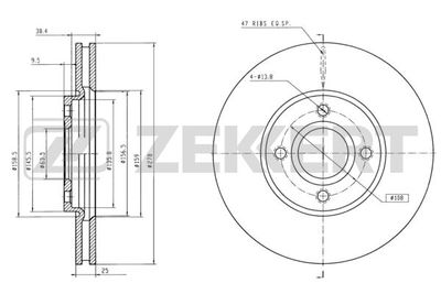 Диск тормозной передний Zekkert BS6000