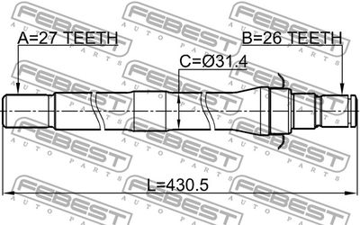 Полуось правая FEBEST 2212SP4WDAT