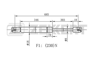 Пружина газовая капота Zekkert GF2028