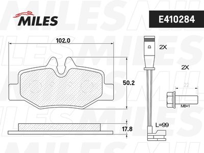 Колодки тормозные задние с датчиком Miles E410284