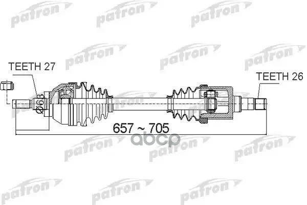 Полуось левая PATRON PDS6408