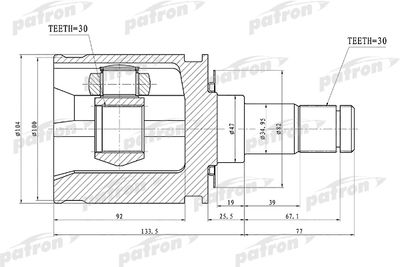 ШРУС внутренний PATRON PCV1448