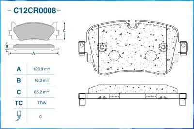Колодки тормозные задние CWORKS C12CR0008