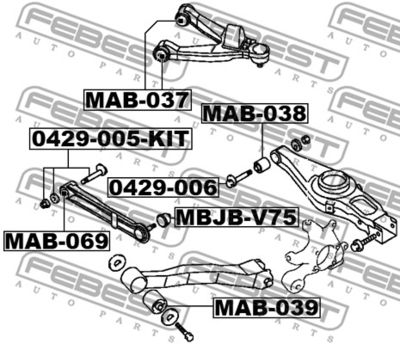 Болт с эксцентриком ремкомплект FEBEST 0429005KIT
