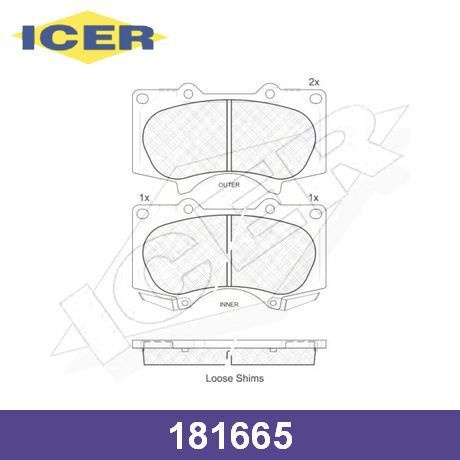 Колодки тормозные дисковые передние ICER 181665
