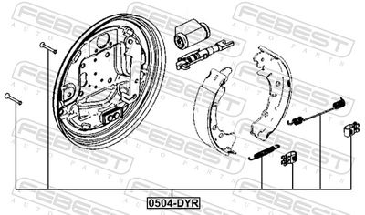 Комплект установочный барабанных колодок FEBEST 0504DYR