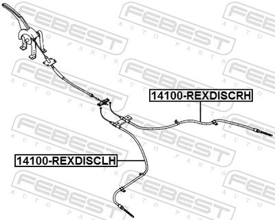 Трос стояночного тормоза правый FEBEST 14100REXDISCRH