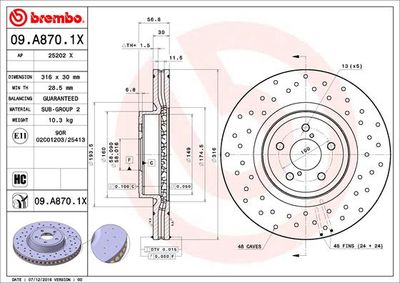 Диск тормозной BREMBO 09A8701X