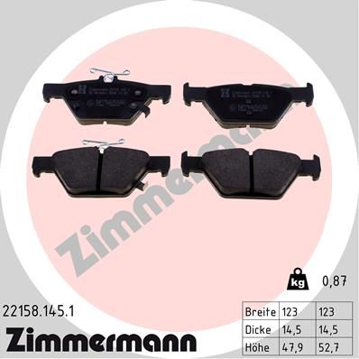Колодки тормозные дисковые ZIMMERMANN 221581451