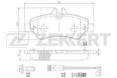 Колодки тормозные дисковые задние Zekkert BS2791