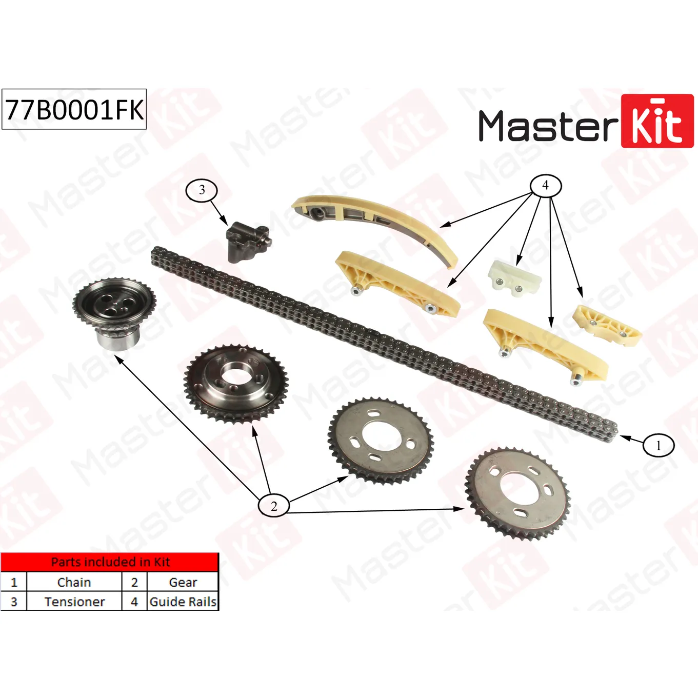 Комплект цепи ГРМ MASTERKIT 77B0001FK