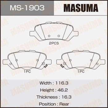 Колодки тормозные задние Masuma MS1903