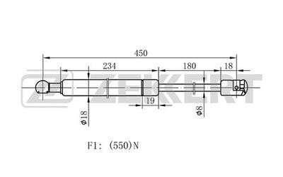 Пружина газовая багажника Zekkert GF1912