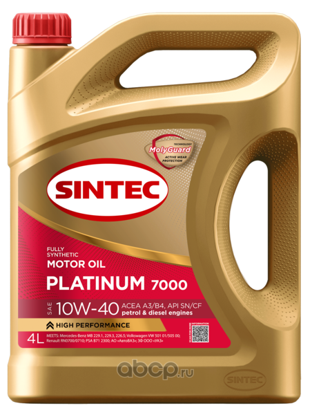 Масло моторное синтетическое SINTEC 600167