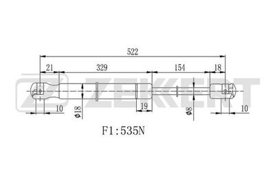 Пружина газовая багажника Zekkert GF2244