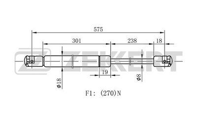 Пружина газовая капота Zekkert GF1741