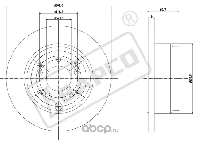 Диск тормозной задний BAPCO BD0045