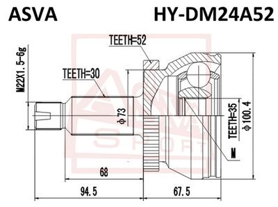 ШРУС наружный ASVA HYDM24A52