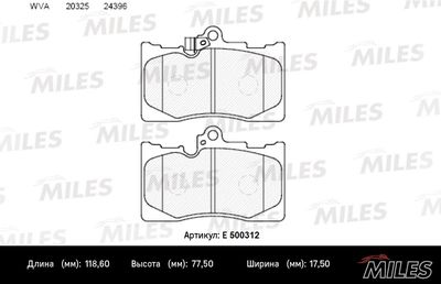 Колодки тормозные передние Miles E500312