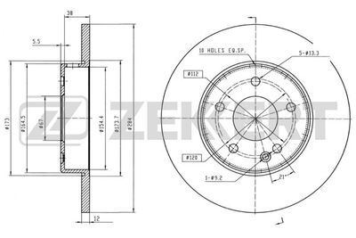 Диск тормозной передний Zekkert BS5059