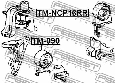 Подушка двигателя задняя FEBEST TMNCP16RR