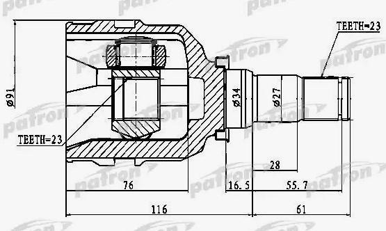 ШРУС внутренний PATRON PCV1955