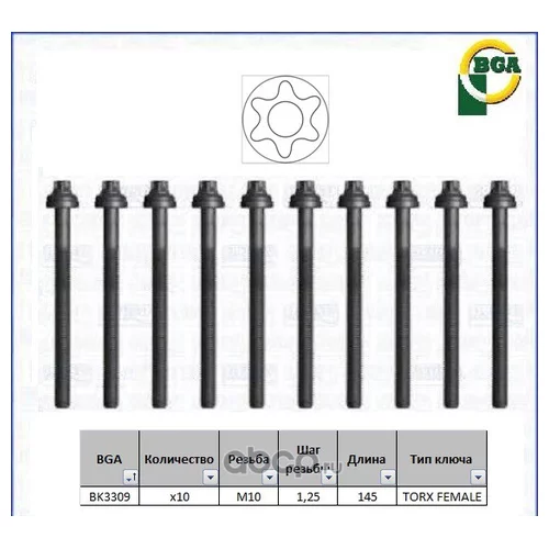 Болты ГБЦ комплект BGA BK3309