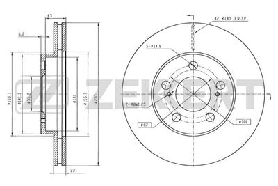 Диск тормозной передний Zekkert BS5779