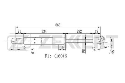 Пружина газовая капота Zekkert GF2245