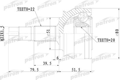 ШРУС наружный PATRON PCV1073