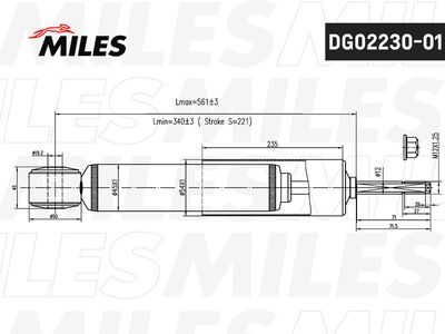 Амортизатор задний газовый Miles DG0223001
