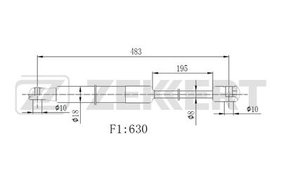 Пружина газовая багажника Zekkert GF2517
