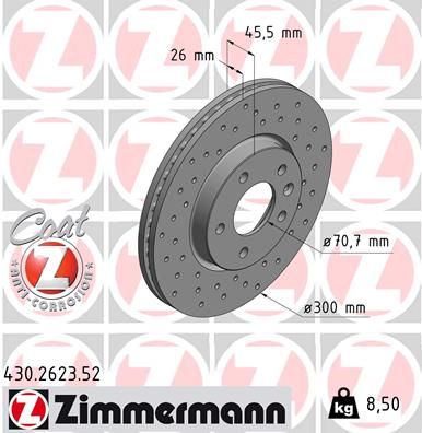 Диск тормозной передний вентилируемый ZIMMERMANN 430262352