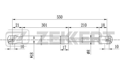 Пружина газовая багажника Zekkert GF2070