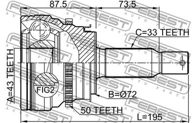 ШРУС наружный задний FEBEST 0410V97WRA50