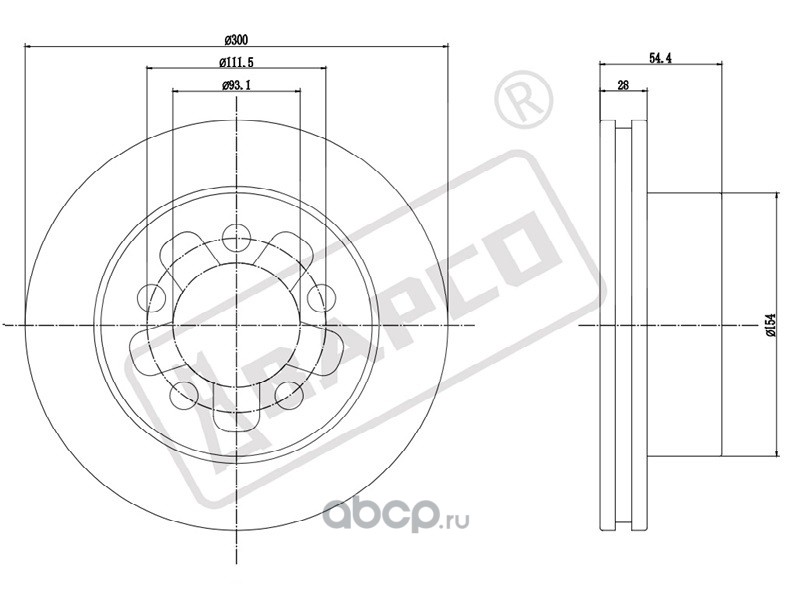 Диск тормозной передний вентилируемый BAPCO BD0240