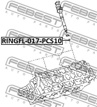 Кольцо уплотнительное форсунки впрыска топлива FEBEST RINGFL017PCS10