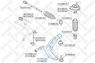 Рычаг подвески левый STELLOX 5751042SX