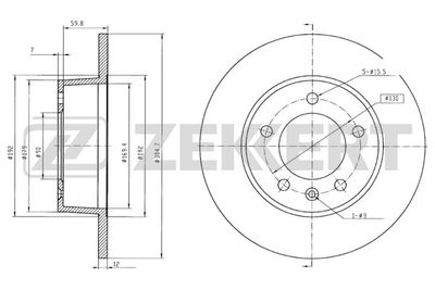 Диск тормозной задний Zekkert BS5596