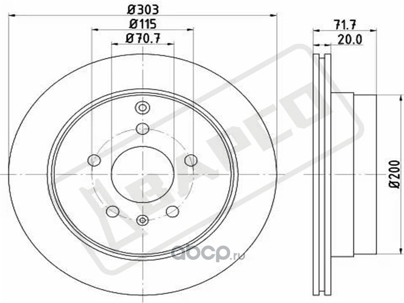 Диск тормозной задний вентилируемый BAPCO BD0491