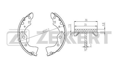 Колодки тормозные задние барабанные Zekkert BK4458