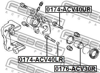 Втулка направляющая суппорта тормозного заднего FEBEST 0174ACV40LR
