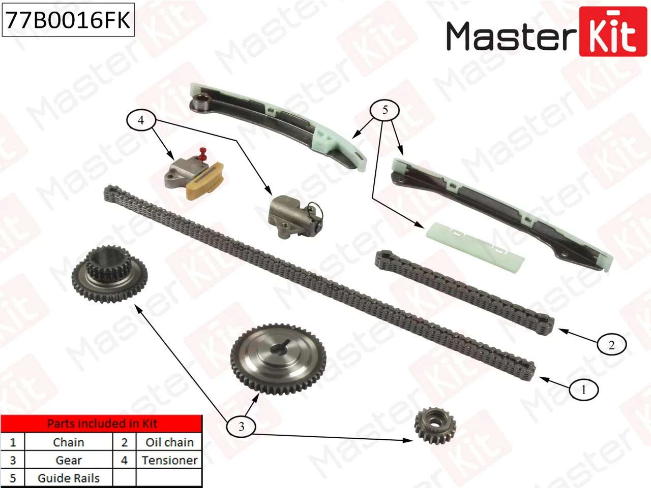 Комплект цепи ГРМ MASTERKIT 77B0016FK