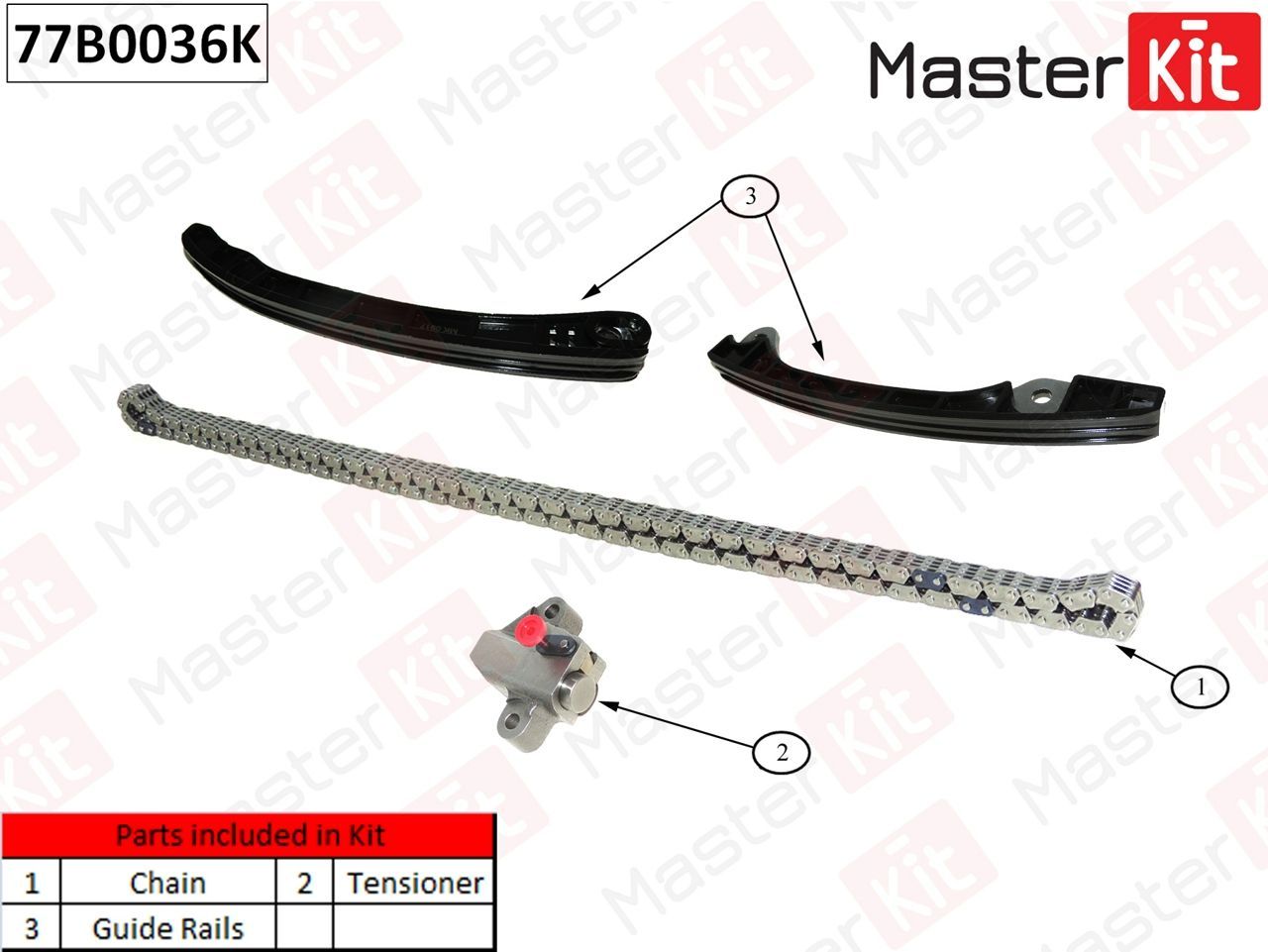 Комплект цепи ГРМ без звездочек MASTERKIT 77B0036K